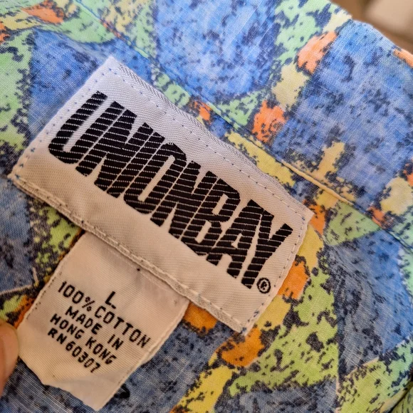 Vintage 90's UNIONBAY Blue Green Lightweight Shirt Size L Very Good Condition - Picture 3 of 3